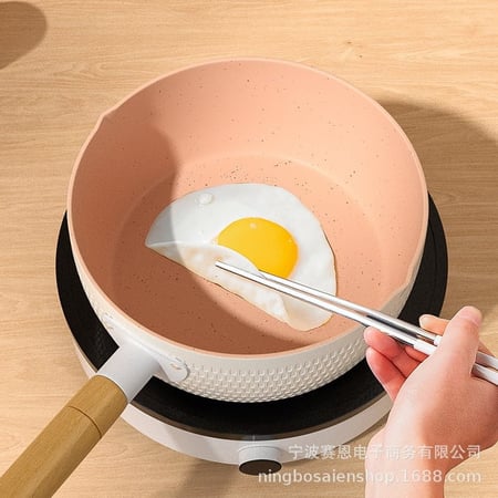 หม้อพร้อมฝา กระทะเคลือบหินอ่อน non-stick ก้นแบน สำหรับเตาทุกประเภท - Image 16