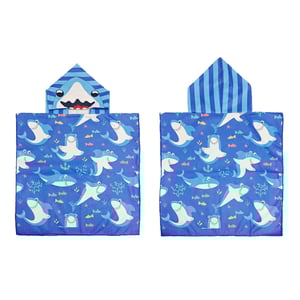 ผ้าขนหนูเด็ก ผ้าเช็ดตัวเด็ก ผ้าเช็คตัวแบบมีฮู้ด ผ้าฉลามน้ำเงิน