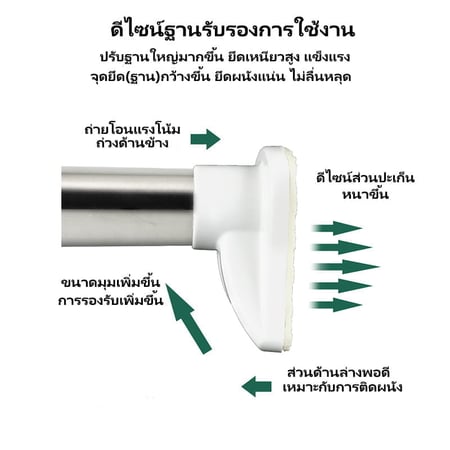 ราวแขวนสเตนเลส ราวผ้าม่าน ราวม่านไม่เจาะ ราวอเนกประสงค์ ราวเดี่ยว ราวแขวนผ้า - Image 4