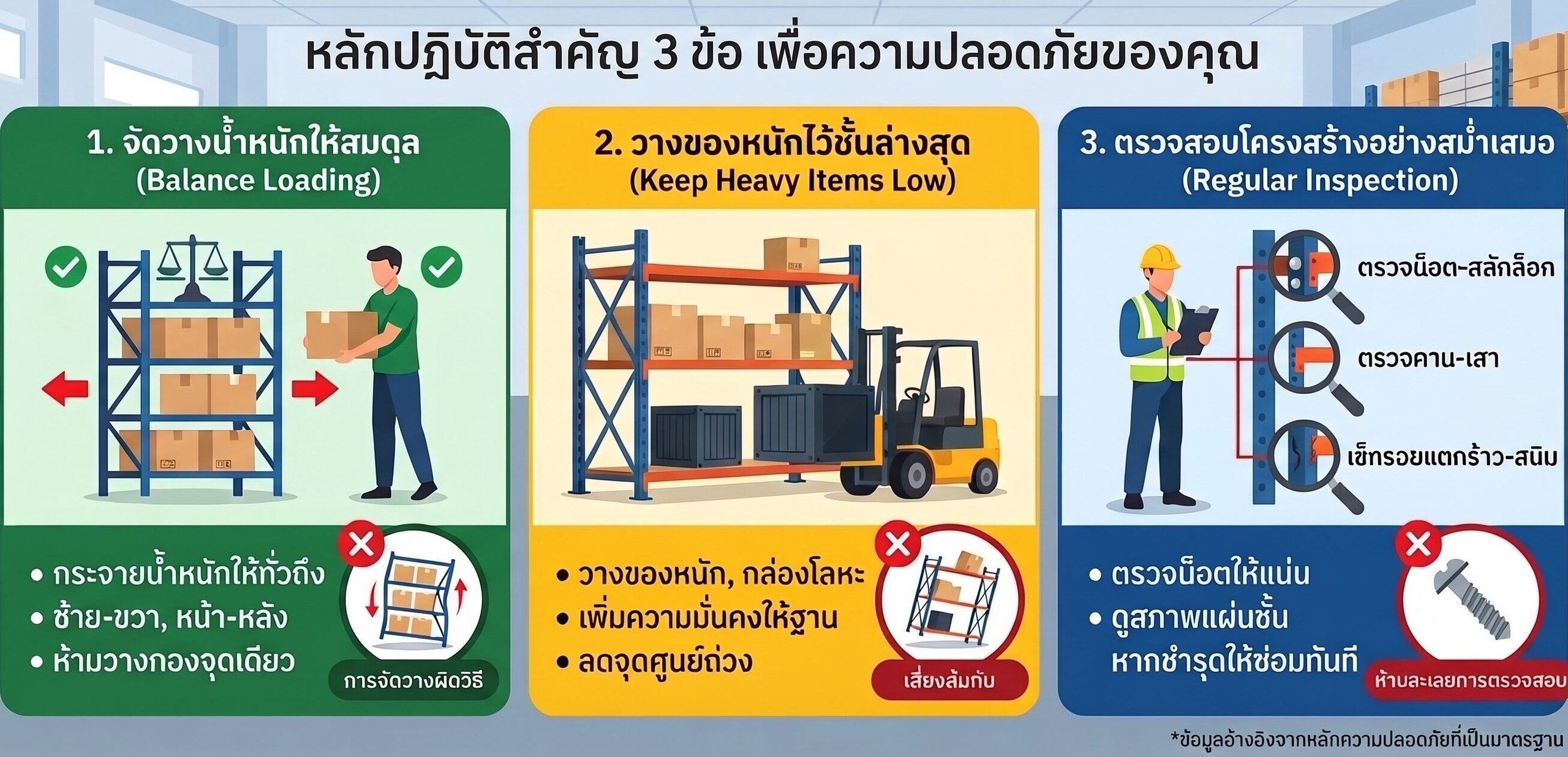 หลักปฏิบัติสำคัญ 3 ข้อ เพื่อความปลอดภัยของคุณ ชั้นวางของ ชั้นวางของเหล็ก