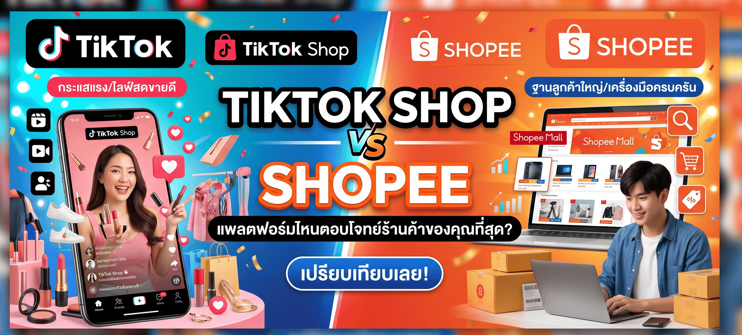 TikTok vs Shopee แพลตฟอร์มไหนตอบโจทย์ร้านค้าของคุณที่สุด?