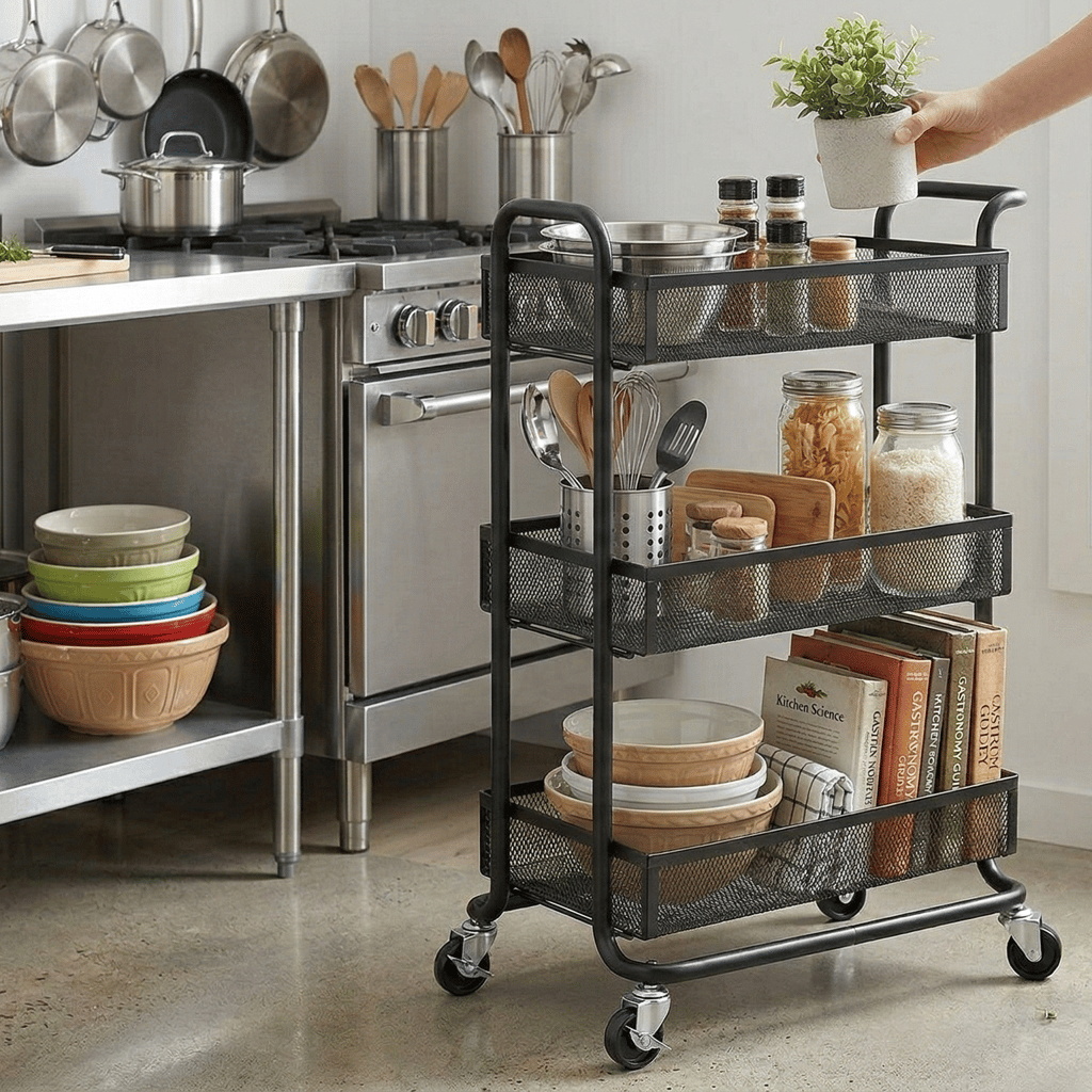 ชั้นวางของแบบเห็นล้อเลื่อน