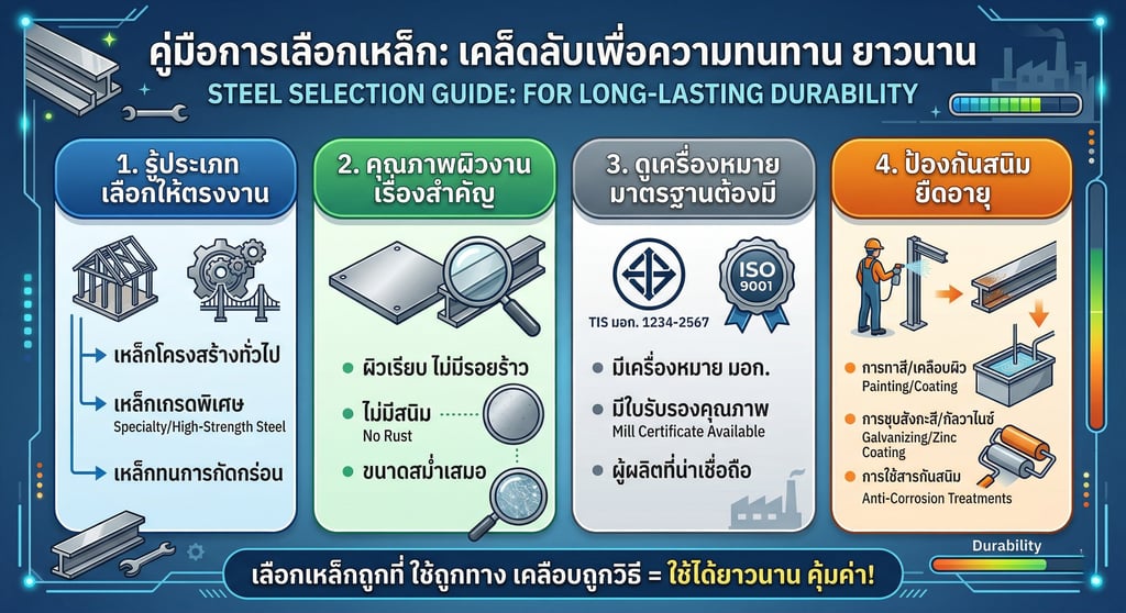 เลือกเหล็กยังไงให้ใช้งานได้นาน ไม่ต้องเปลี่ยนบ่อย