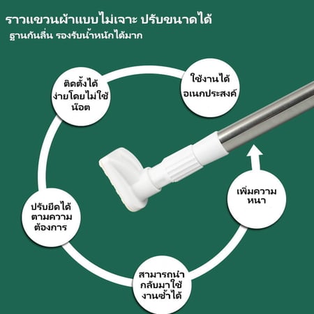 ราวแขวนสเตนเลส ราวผ้าม่าน ราวม่านไม่เจาะ