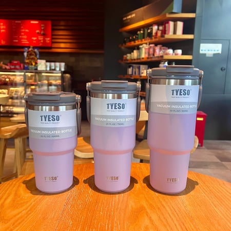 แก้วเก็บความเย็น Tyeso แบบใหม่มีที่จับ หูหิ้ว แก้วกาแฟ แก้วสแตนเลส304 600ml/750ml/900ml - Image 3