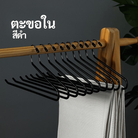 ไม้แขวนกางเกง รูปทรงห่าน เคลือบซิลิโคนกันลื่น เด็ก 29 cm ผู้ใหญ่ 35 cm 1แพ็ค มี 5 ชิ้น CM - Image 3