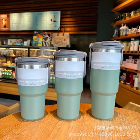 แก้วเก็บความเย็น Tyeso แบบใหม่มีที่จับ หูหิ้ว แก้วกาแฟ แก้วสแตนเลส304 600ml/750ml/900ml - Image 5