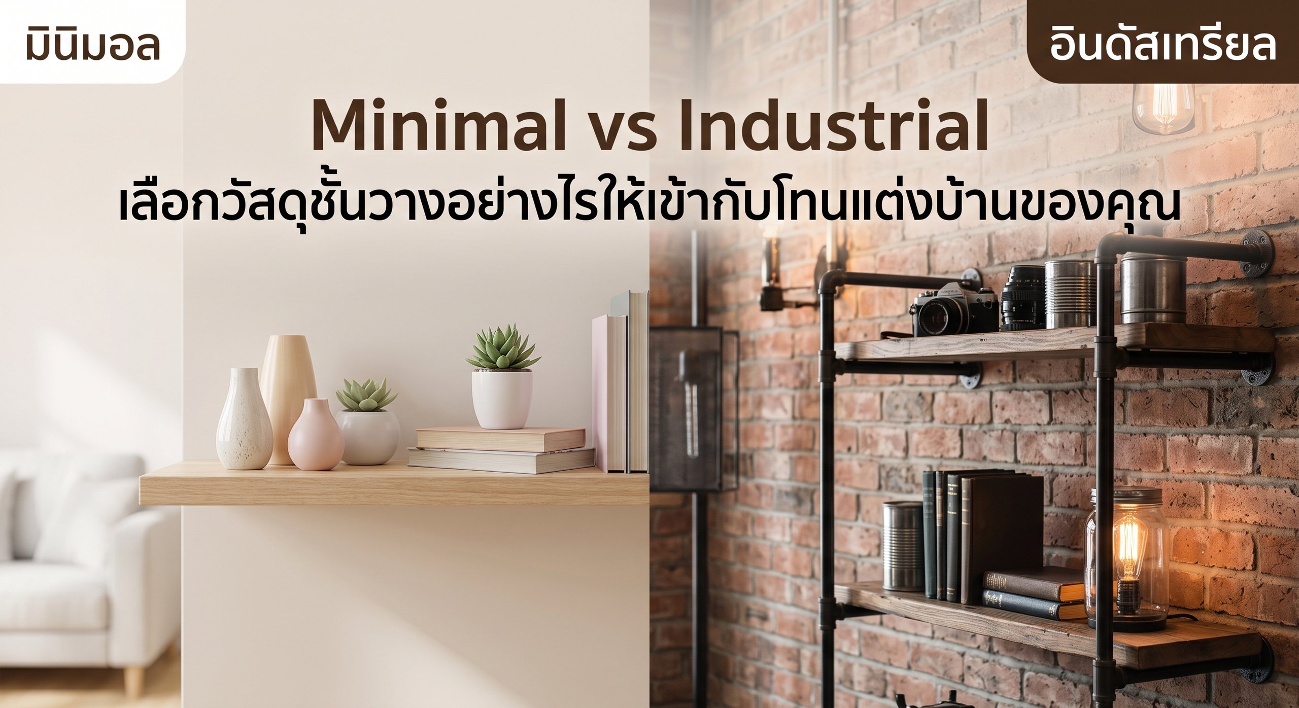 Minimal vs Industrial เลือกวัสดุชั้นวางอย่างไรให้เข้ากับโทนแต่งบ้านของคุณ