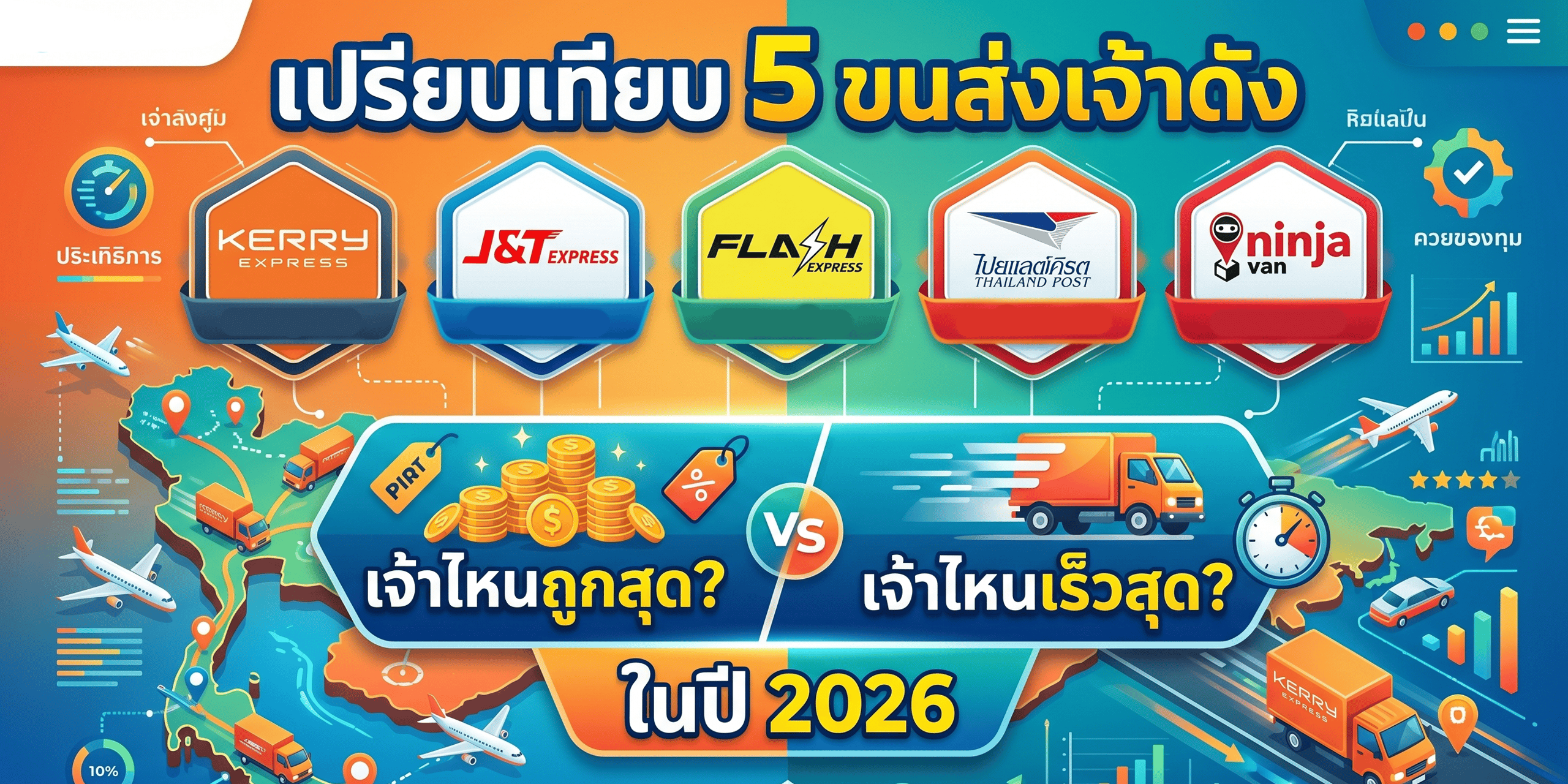 เปรียบเทียบ 5 ขนส่งเจ้าดัง เจ้าไหนถูกสุด เร็วสุด ในปี 2026