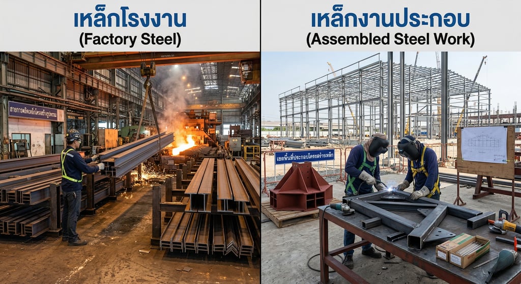ภาพเหล็กโรงงาน VS เหล็กงานประกอบ