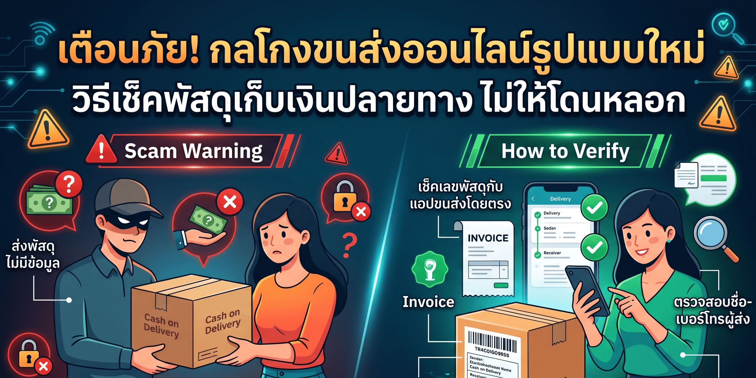 เตือนภัย! กลโกงขนส่งออนไลน์รูปแบบใหม่ และวิธีเช็คพัสดุเก็บเงินปลายทาง ไม่ให้โดนหลอก