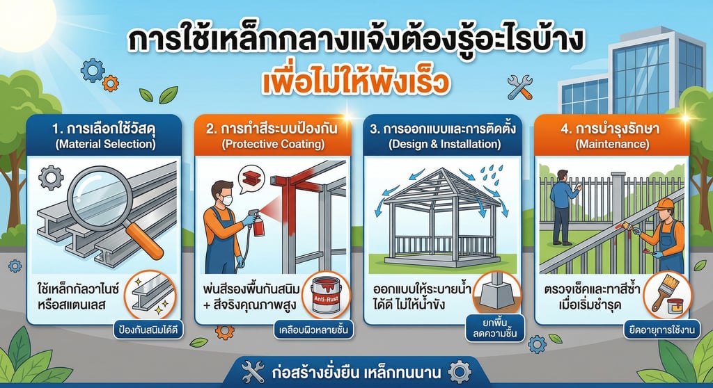 การใช้เหล็กกลางแจ้งต้องรู้อะไรบ้าง ไม่ให้พังเร็ว