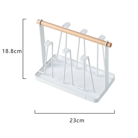 ที่คว่ำแก้ว 6 ใบ ที่วางแก้ว ที่เก็บแก้วน้ำ ที่แขวนแก้ว พร้อมถาดพลาสติก - Image 2