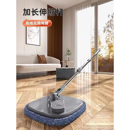 ชุดถังปั่น ไม้ม็อบถูพื้นพร้อมถัง Spin Mop Set แบบสี่เหลี่ยม แยกน้ำสะอาด-สกปรก ผ้าม็อบไมโครไฟเบอร์ ใช้งานง่าย ซักง่าย - Image 3