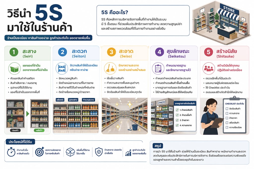 5S คืออะไร และนำมาใช้ในร้านค้าหรือโกดังได้อย่างไร