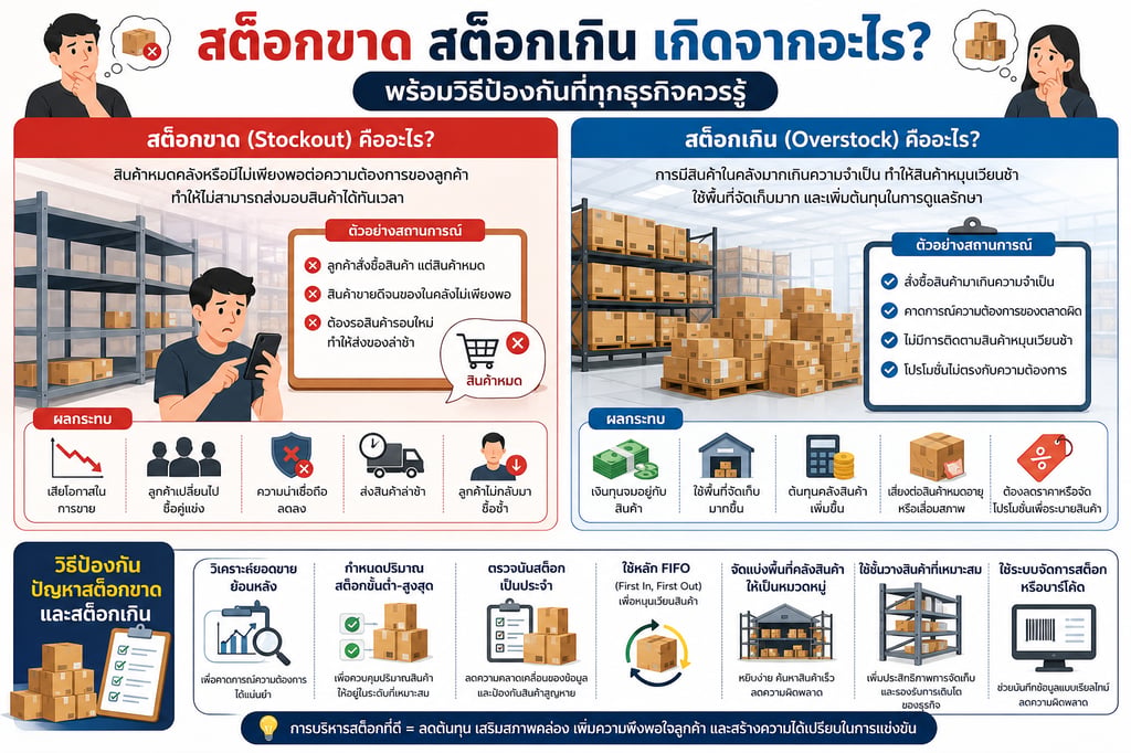สต็อกขาด สต็อกเกิน เกิดจากอะไร? พร้อมวิธีป้องกันที่ทุกธุรกิจควรรู้