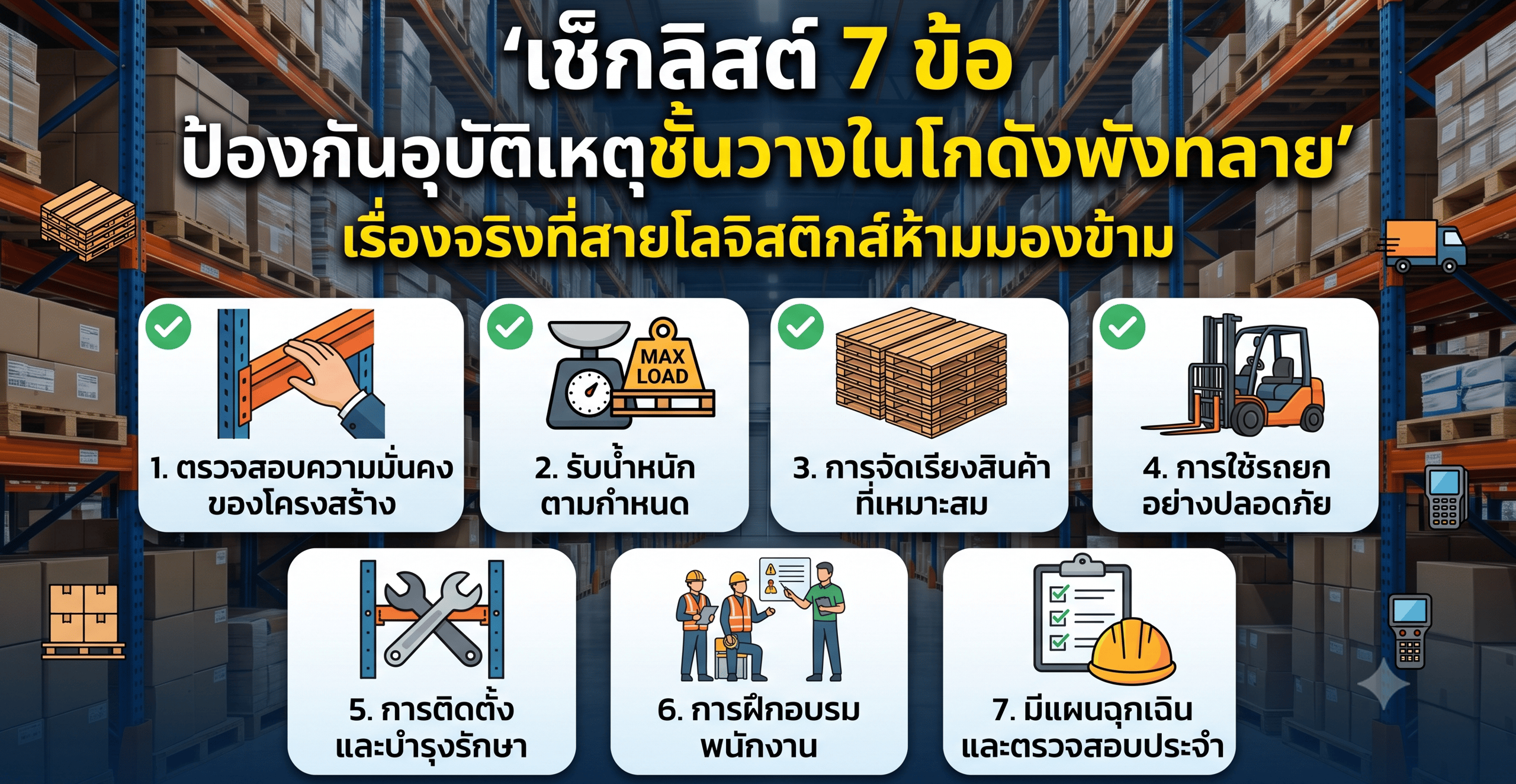เช็กลิสต์ 7 ข้อ ป้องกันอุบัติเหตุชั้นวางในโกดังพังทลาย เรื่องจริงที่สายโลจิสติกส์ห้ามมองข้าม